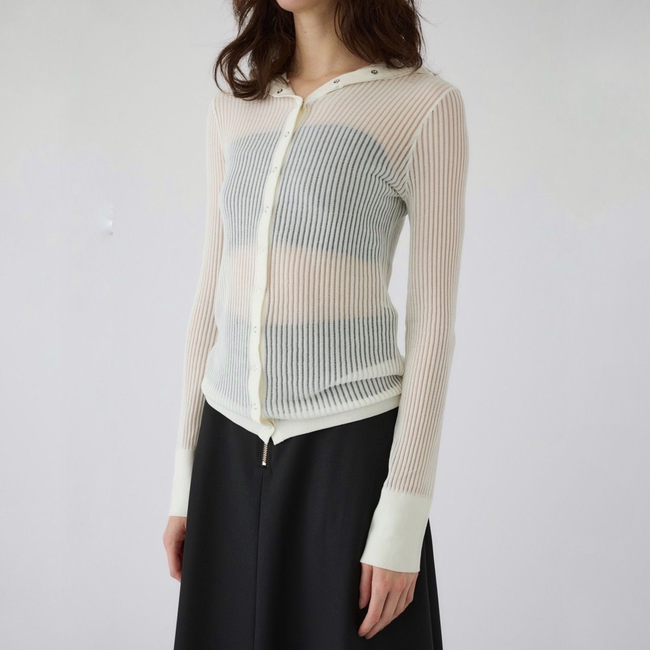 【残り一点】Sheer Ribbed Hoodie