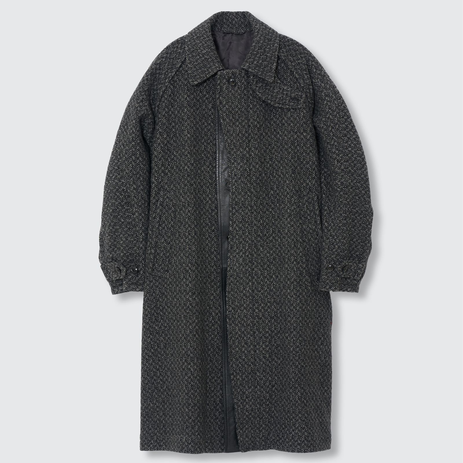 【残り一点】Herringbone Tweed Balmacaan Over Coat