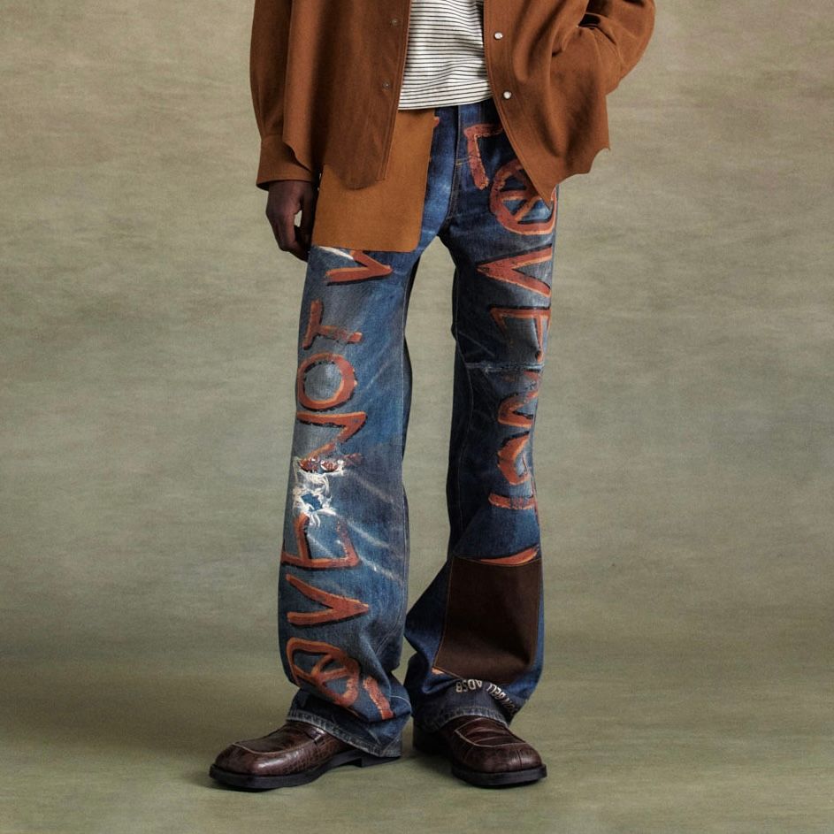 【残り一点】Love Printed Denim Trompe L`oeil Jeans