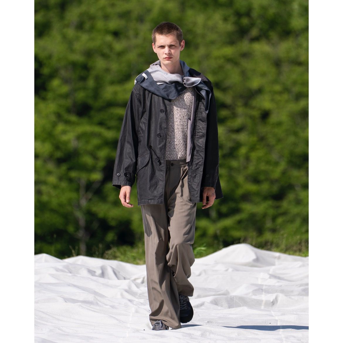 【残り一点】Mesh Knit Shirt Crewneck Sweater