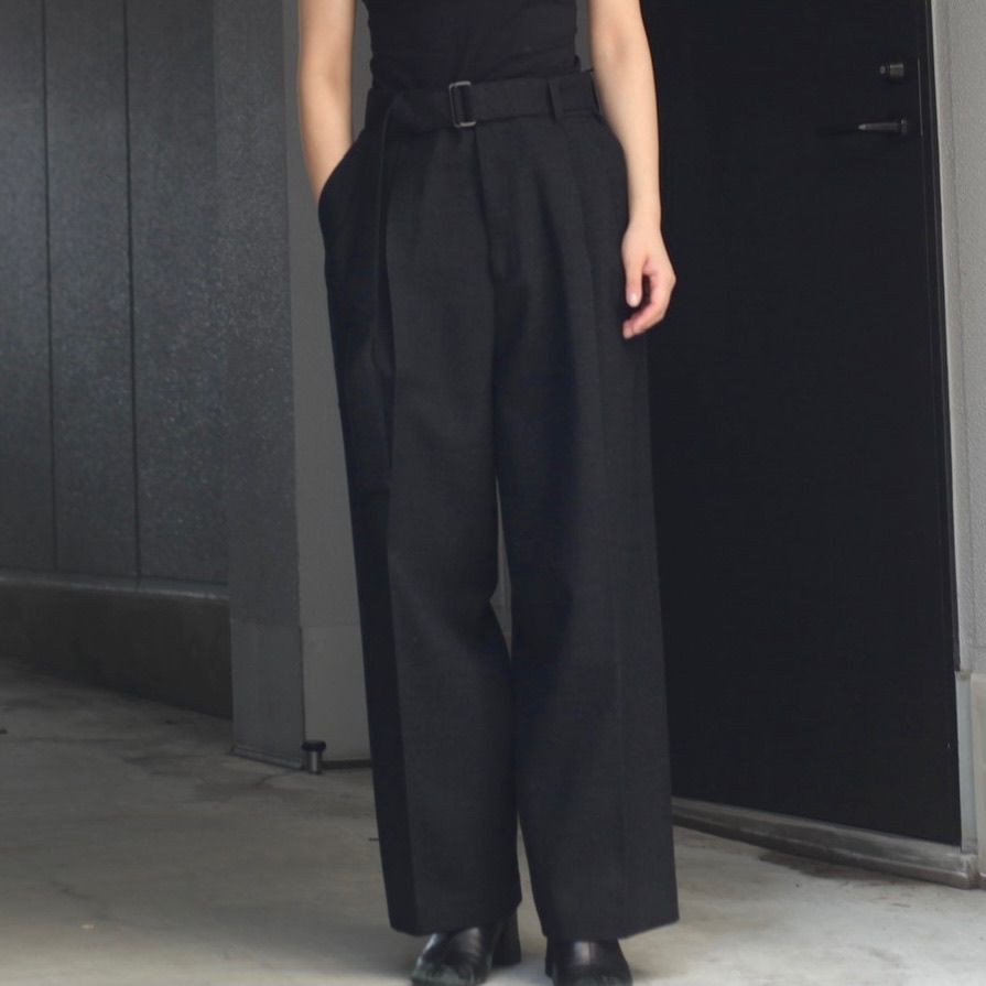 stein BELTED WIDE STRAIGHT TROUSERS-