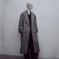 【残りわずか】Double Weave Houndstooth Peak Lapel Long Coat