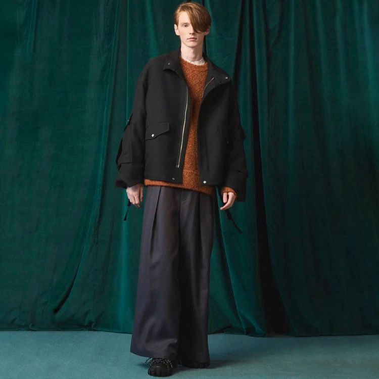 【残り一点】72/2 4Colors Chambray Wool Baggy Wide Pants