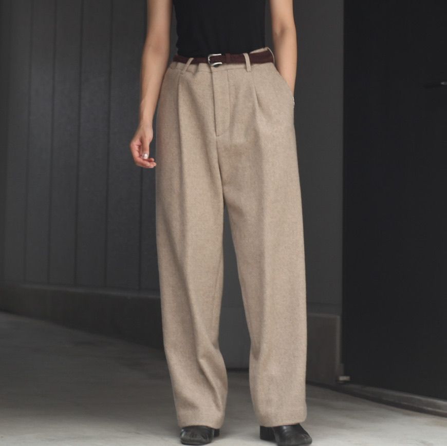 ATON - 【残り一点】Washed Cashmere Wide Tapered Pants