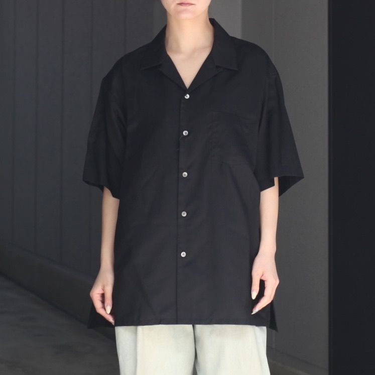 【残りわずか】Silk Cupro Twill Open Collar S/S Shirt