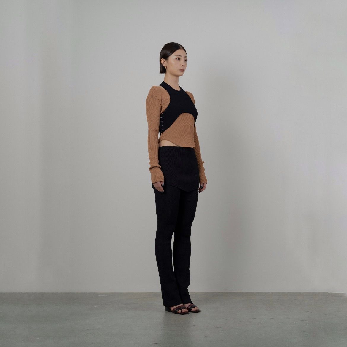 【残り一点】Matt Rib Layered Knit Tops