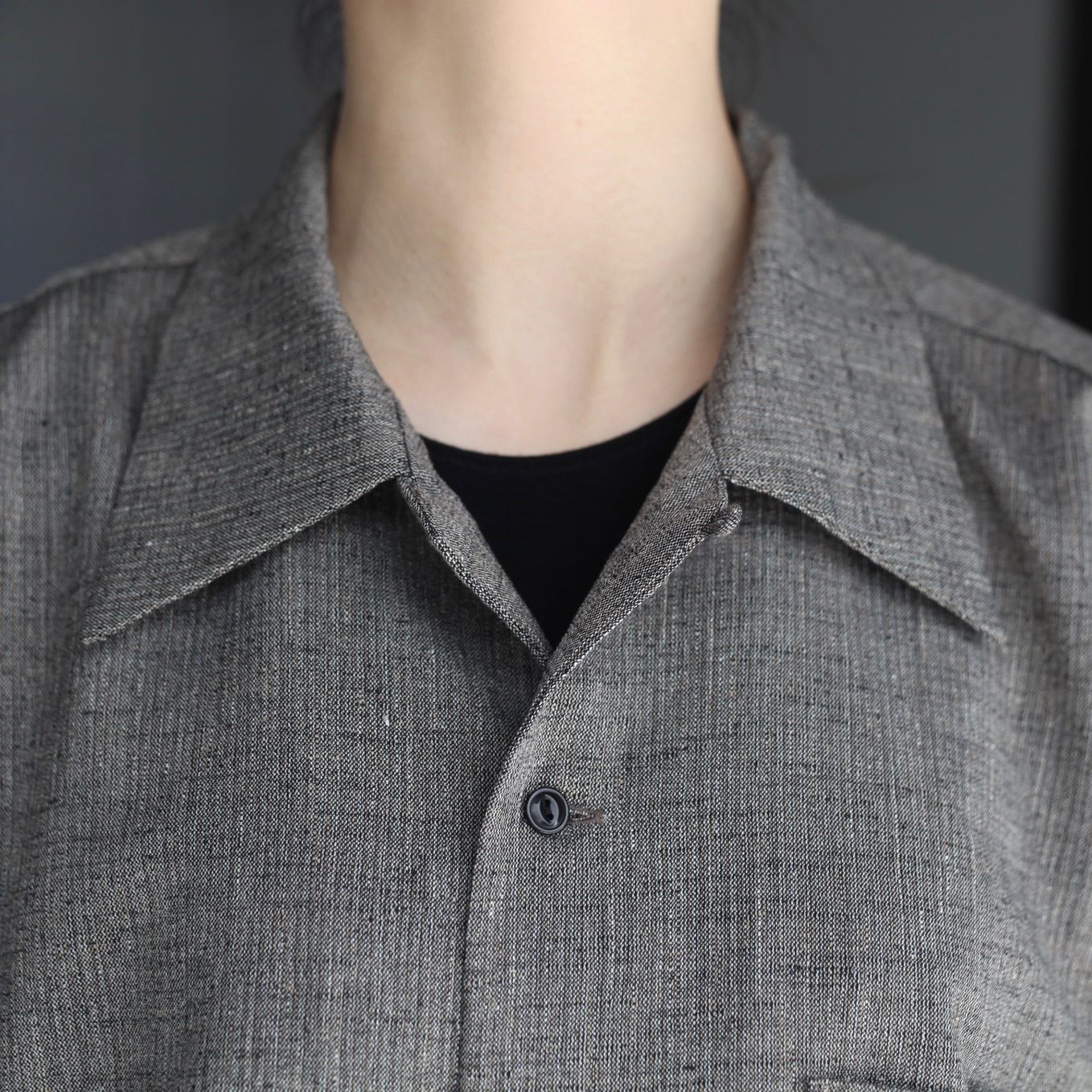 【残り一点】ポケットオープンカラーシャツ(POLYESTER/RAYON)