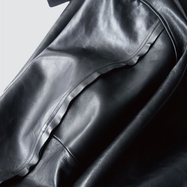 【残りわずか】Cut-Off Leather Car Coat(BLACK)