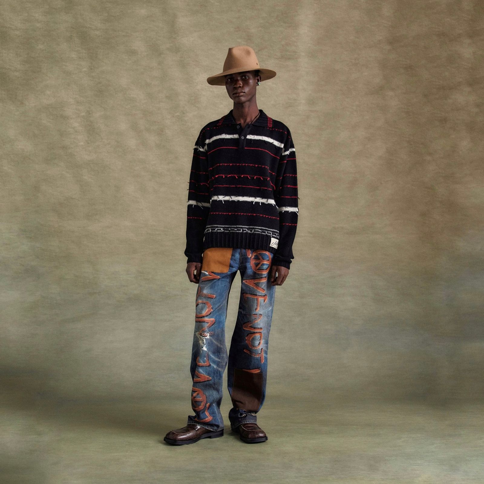 【残り一点】Love Printed Denim Trompe L`oeil Jeans
