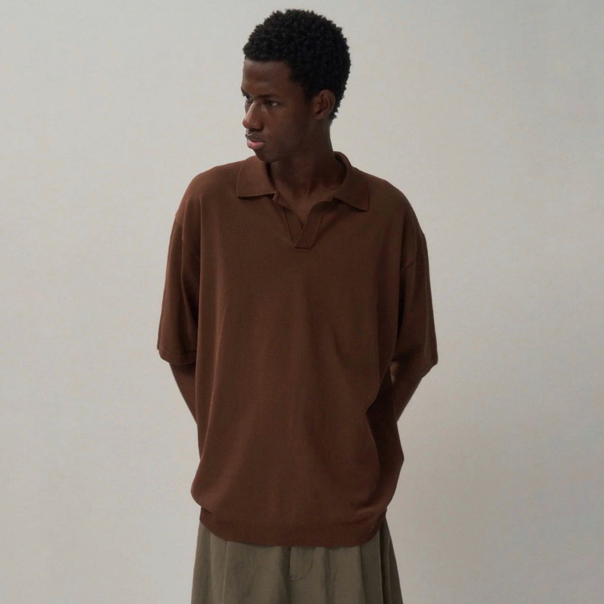 【残り一点】Fine Ice Cotton Skipper Polo Sweater