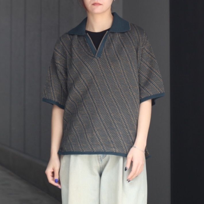 【残り一点】Diagonal Knit Skipper Shirt