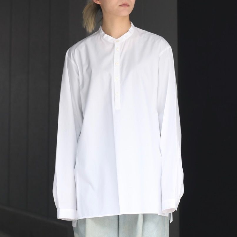 ATON - 【残り一点】Giza Stripe Band Collar Shirt | ACRMTSM ONLINE