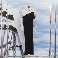 【残り一点】Spiral Wave Long Sleeve Dress High Neck Type