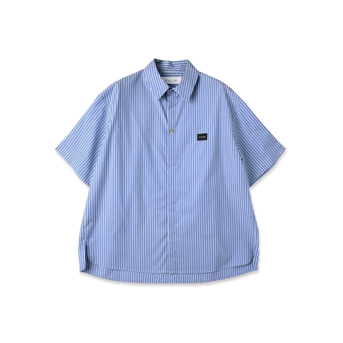 【残り一点】High Count Broad Embroidery Patch Short Sleeve Stripe Shirt