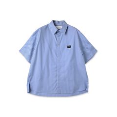 【残り一点】High Count Broad Embroidery Patch Short Sleeve Stripe Shirt