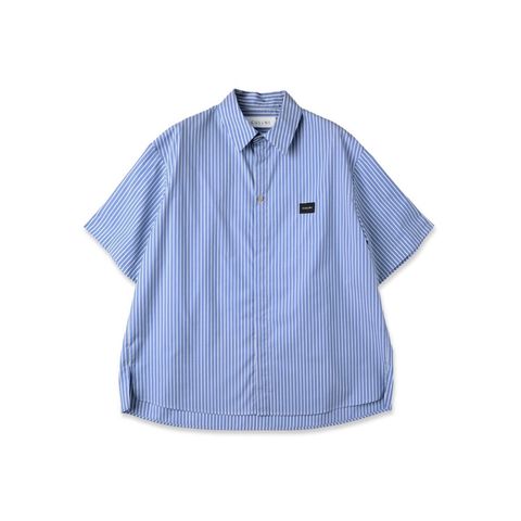 【残り一点】High Count Broad Embroidery Patch Short Sleeve Stripe Shirt