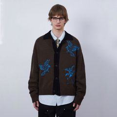 【残り一点】Unisex Bird Intarsia Cardigan