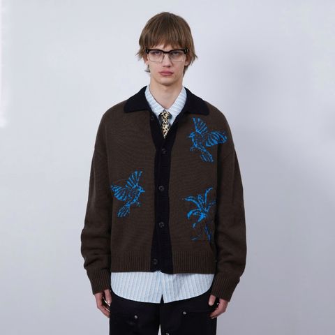 【残り一点】Unisex Bird Intarsia Cardigan