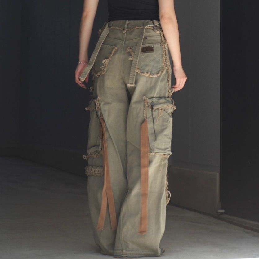 【残り一点】Cut Off Slash Seam Twist Cargo Jeans