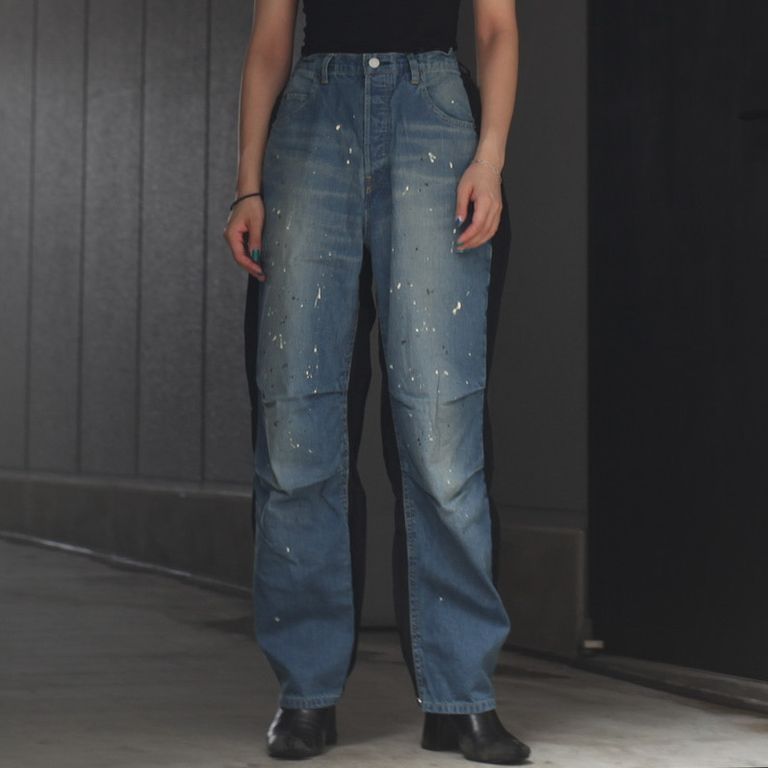 ssstein - 【残りわずか】Nylon Combination Splashed Denim Jeans 