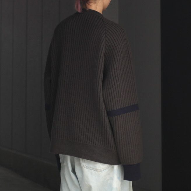stein Thick Wale Rib Crew Neck Cardigan カーディガン トップス メンズ 販売の人気