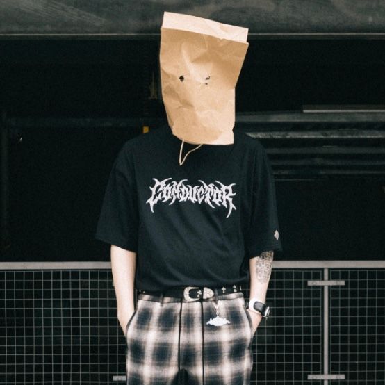 水彩アートプリント クルーネック 長袖 メンズ Tシャツ