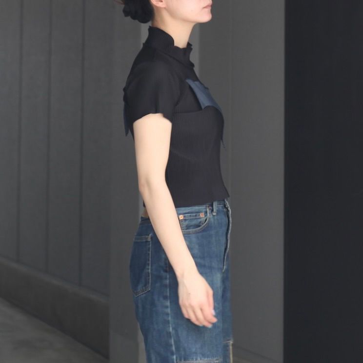 【残り一点】Todo Tiny Wave Top Short Sleeve High Neck