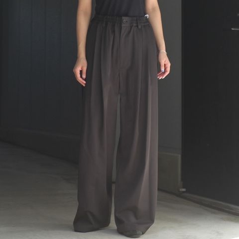 【残り一点】Wool Washer Twill 2pleated Wide-leg Easy Trousers