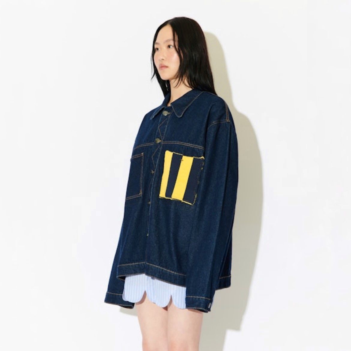 【残り一点】Cargo Denim Jacket with Knit Patch
