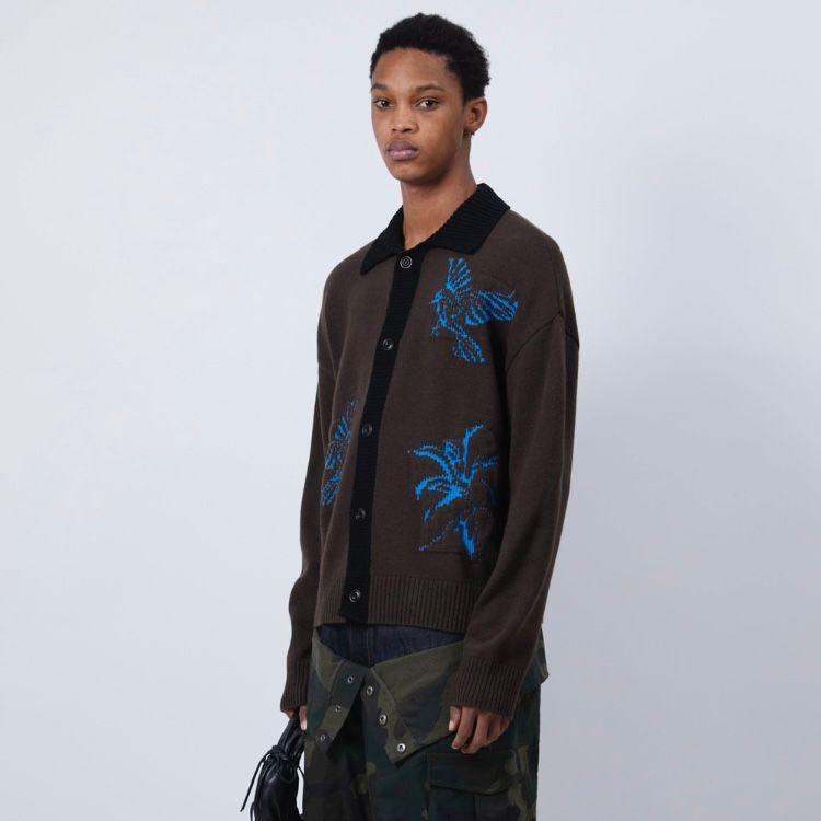【残り一点】Unisex Bird Intarsia Cardigan