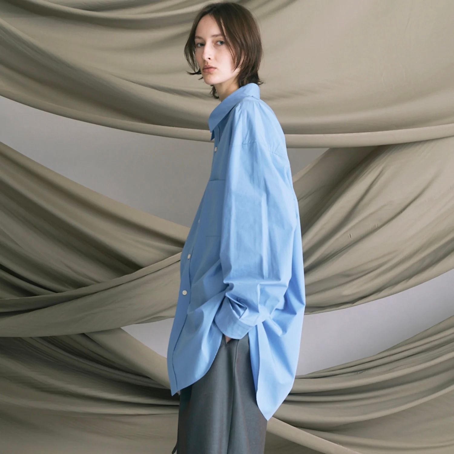 【残り一点】120 / 2 Suvin Cotton Typewriter Prime-Over Shirt Coat