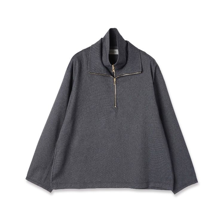 【残り一点】Faux Denim Layered Stand Collar Pullover