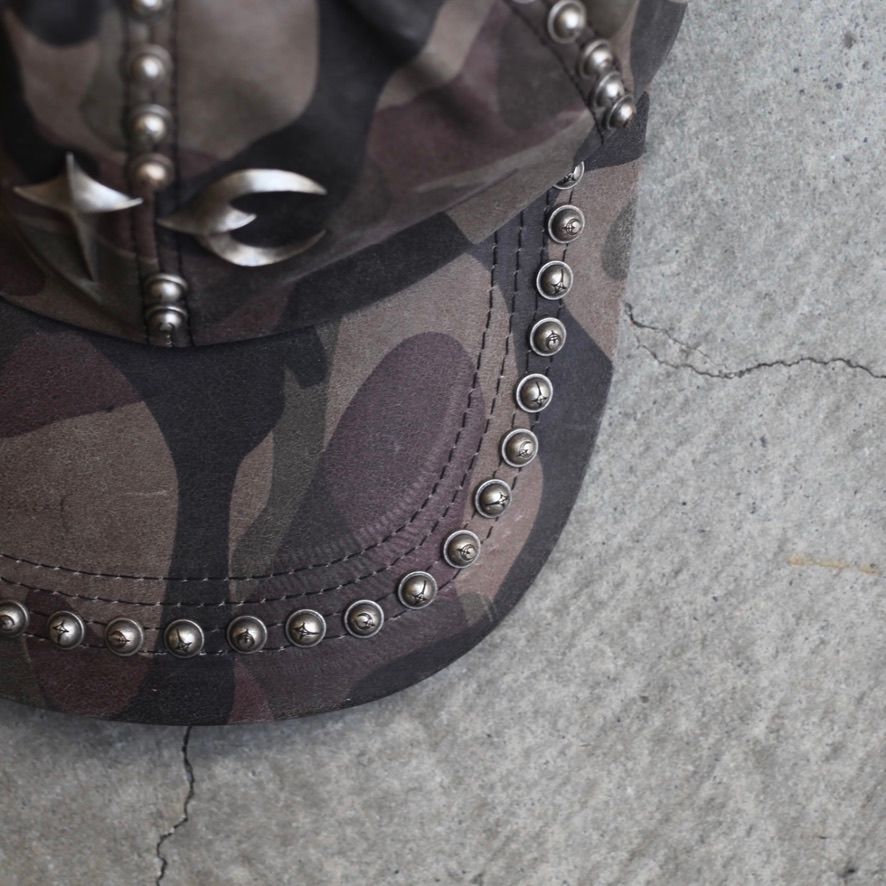【残り一点】Studded Camo Leather Cap