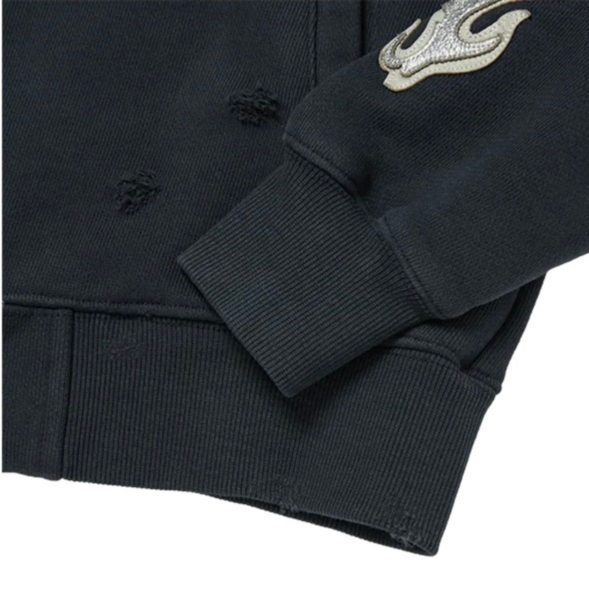 【残り一点】Leather Flame Cropped Hooded Zip Up