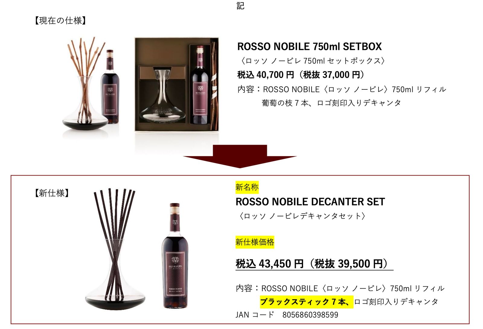 Dr. Vranjes】仕様・名称変更および価格改定ROSSO Dr. Vranjes】仕様・名称変更および価格改定ROSSO