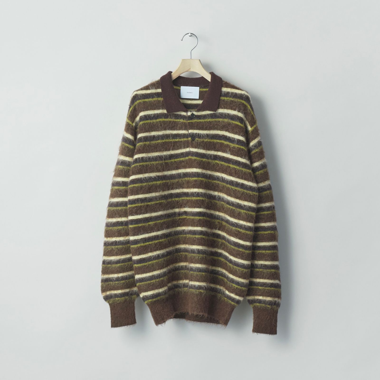 【残りわずか】Kid Mohair Ribbed Knit Polo LS