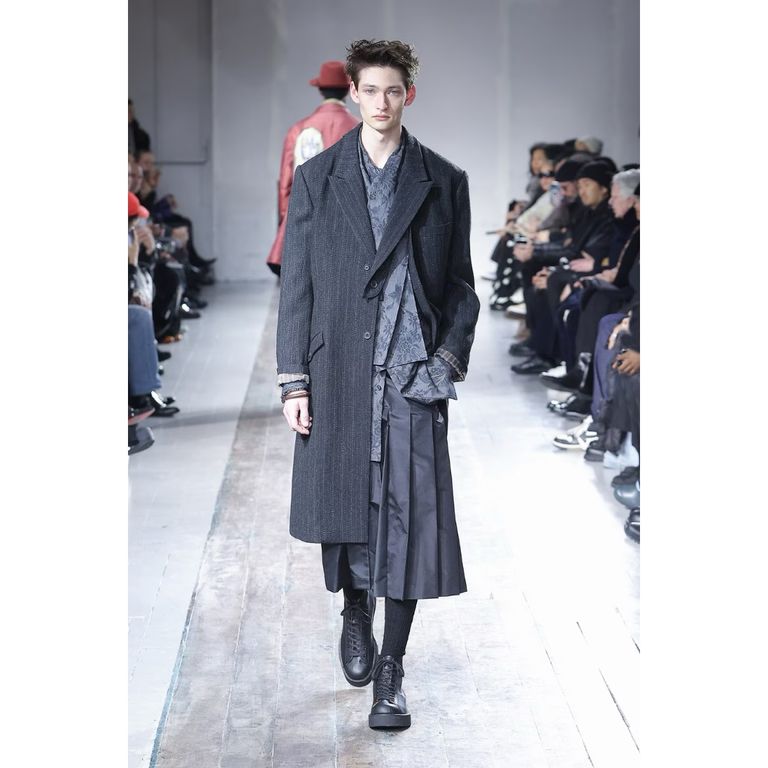 Yohji Yamamoto - 【残り一点】ラペルアタッチャブル柄ロング 