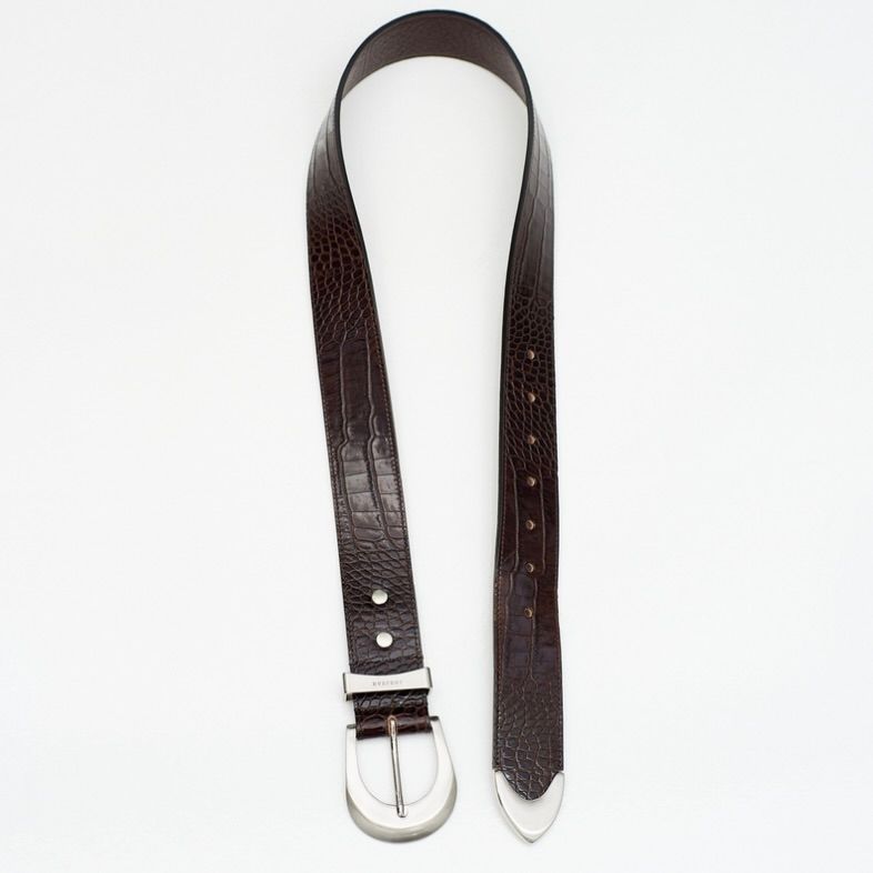 【残り一点】Crocodile Embossed Leather Belt