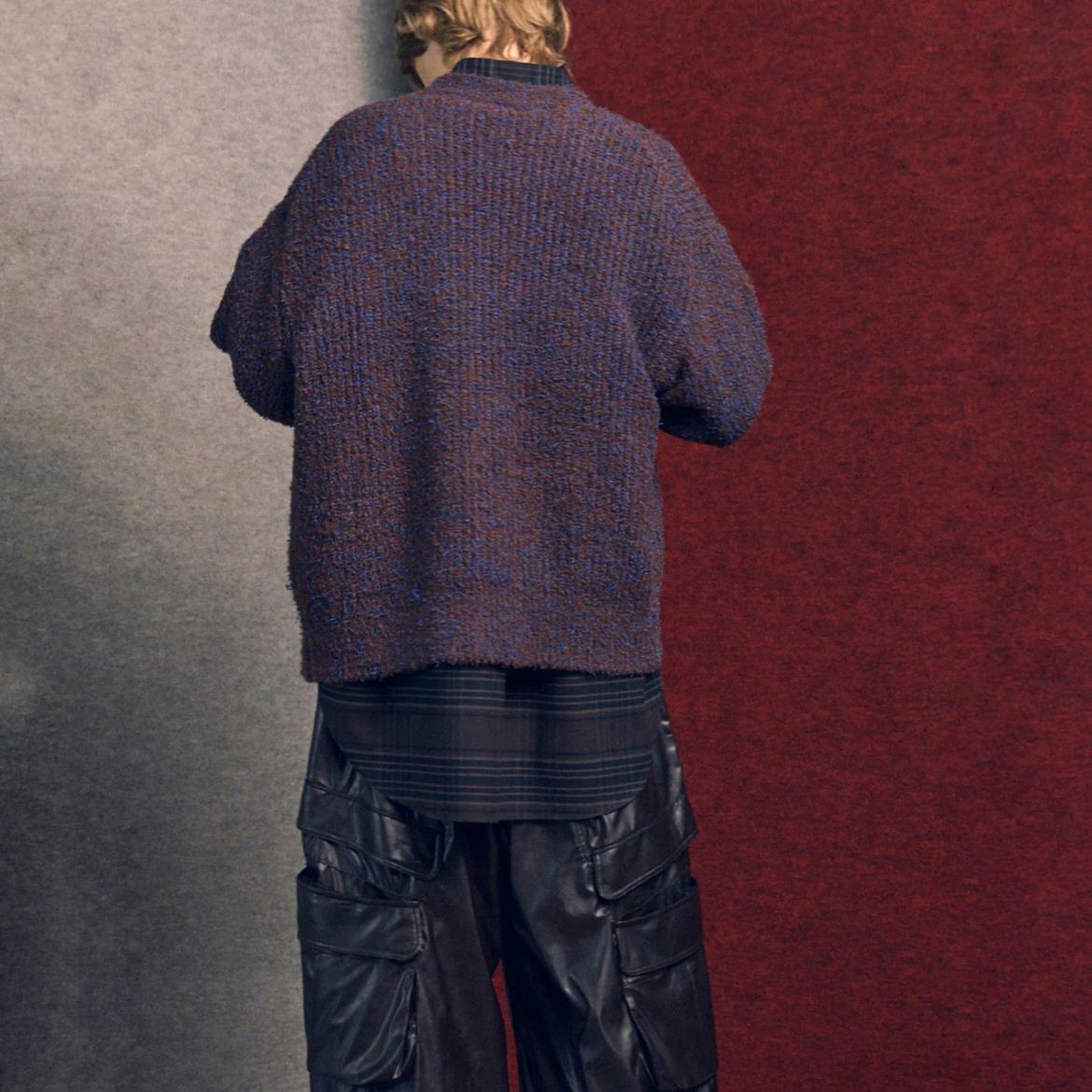 【残り一点】Mix Color Fancy Yarn Prime-Over Knit Cardigan