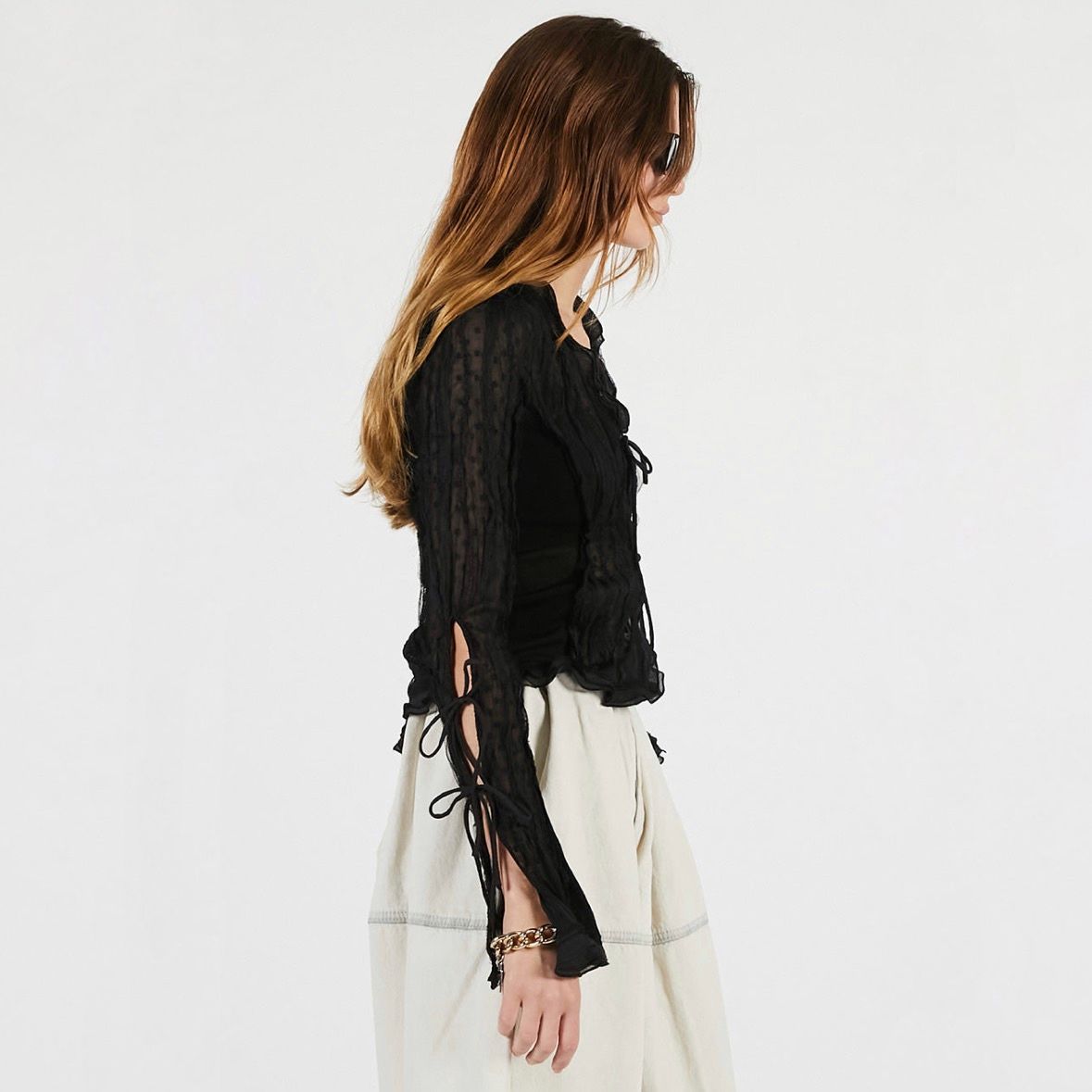 【残り一点】Sheer Dot Slim Shirt