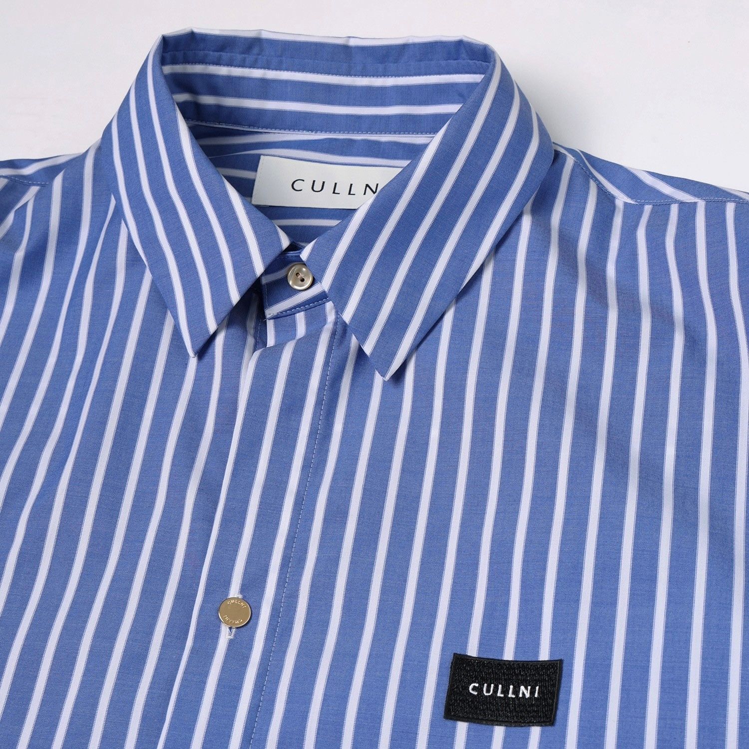 【残り一点】High Count Broad Embroidery Patch Stripe Shirt