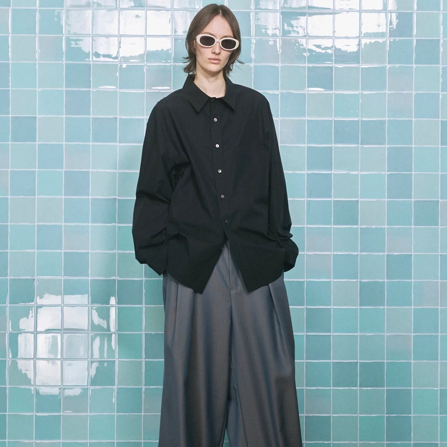 【残り一点】120 / 2 Suvin Cotton Typewriter Prime-Over Shirt
