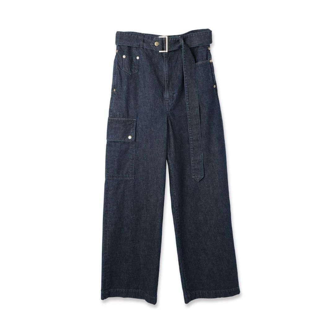 【残り一点】Cargo Extra Wide Denim Pants with Long Belt