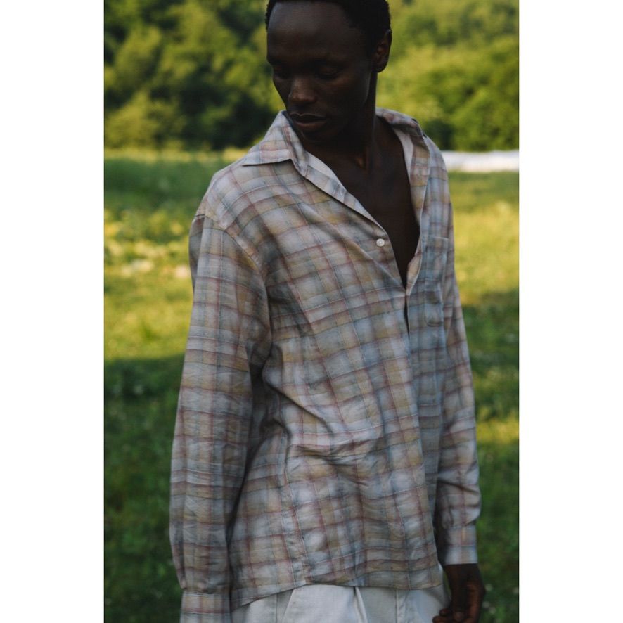 【残り一点】Printed Plaid Cotton Twill Shirt