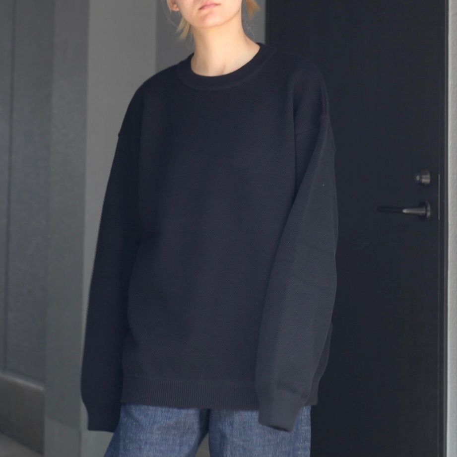 crepuscule Moss Stitch L/S Sweat 鹿の子 黒 - スウェット