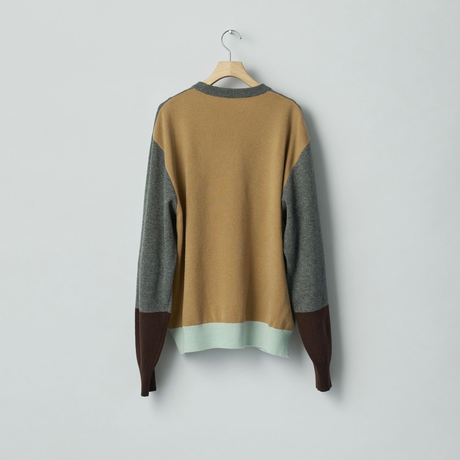 【残りわずか】Extra Fine Wool Knit Color Block LS