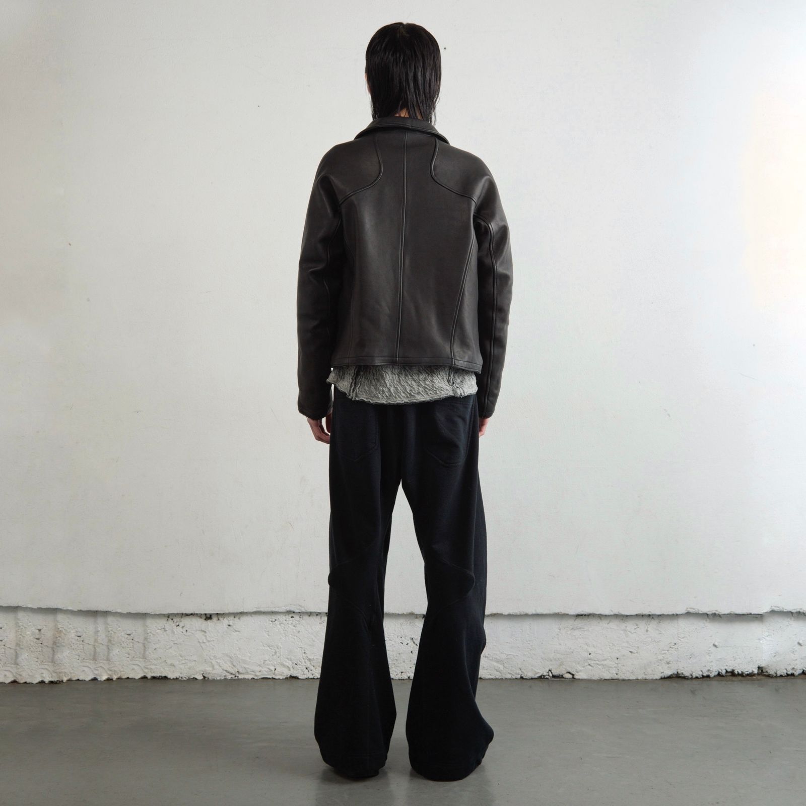 【残り一点】Leather Paneled Zip Up Jacket