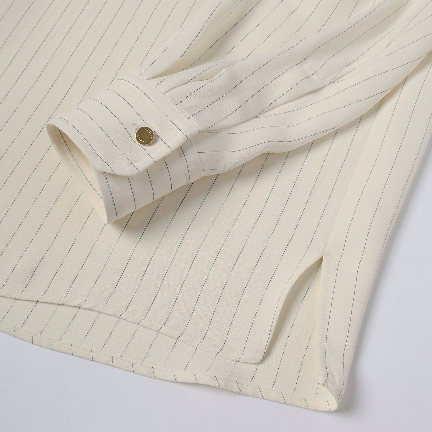 【残り一点】Stripe Double Cloth Chin Tab Long Sleeve Shirt