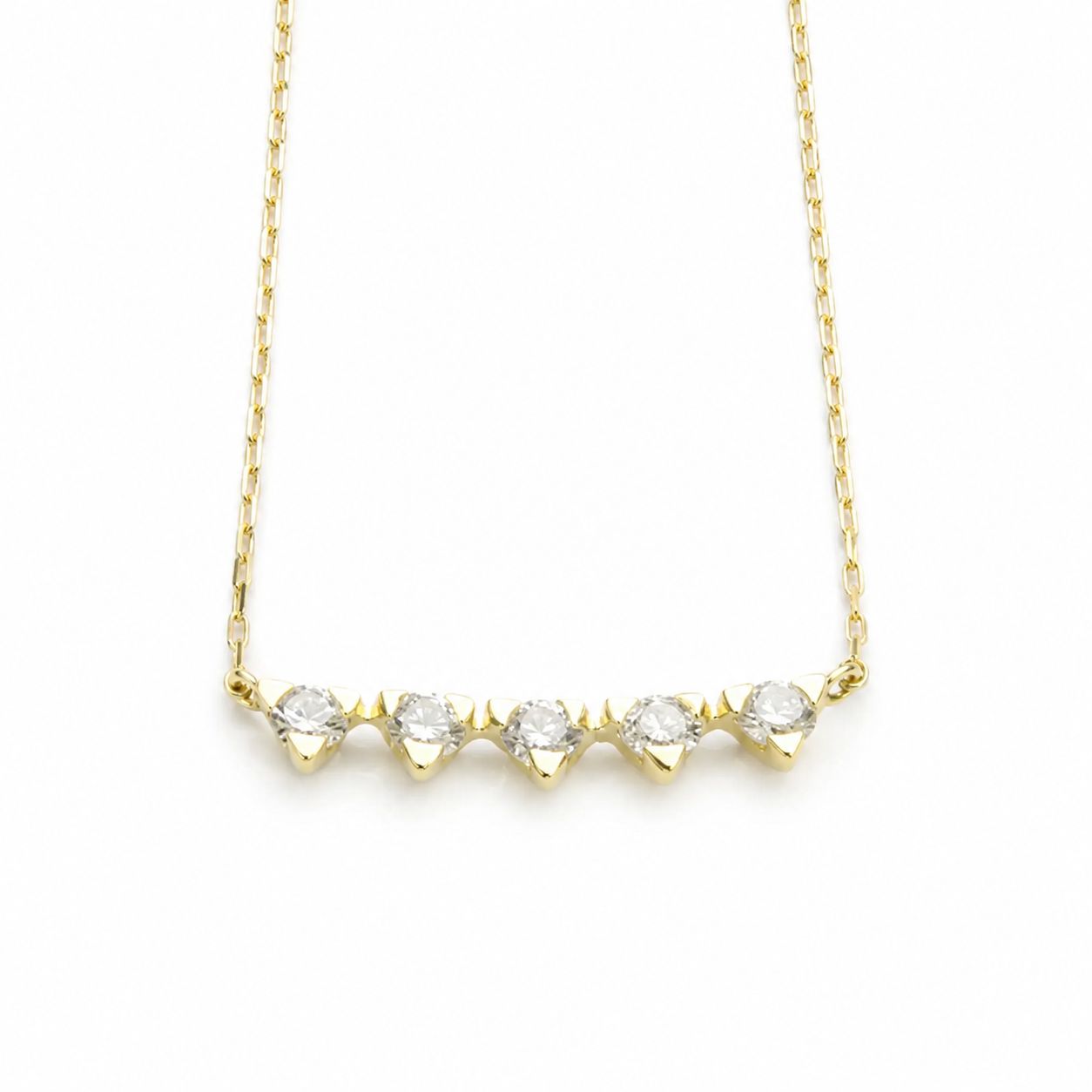 【お取り寄せ注文可能】Triangle 5 Dia Necklace(K18 YELLOW GOLD)