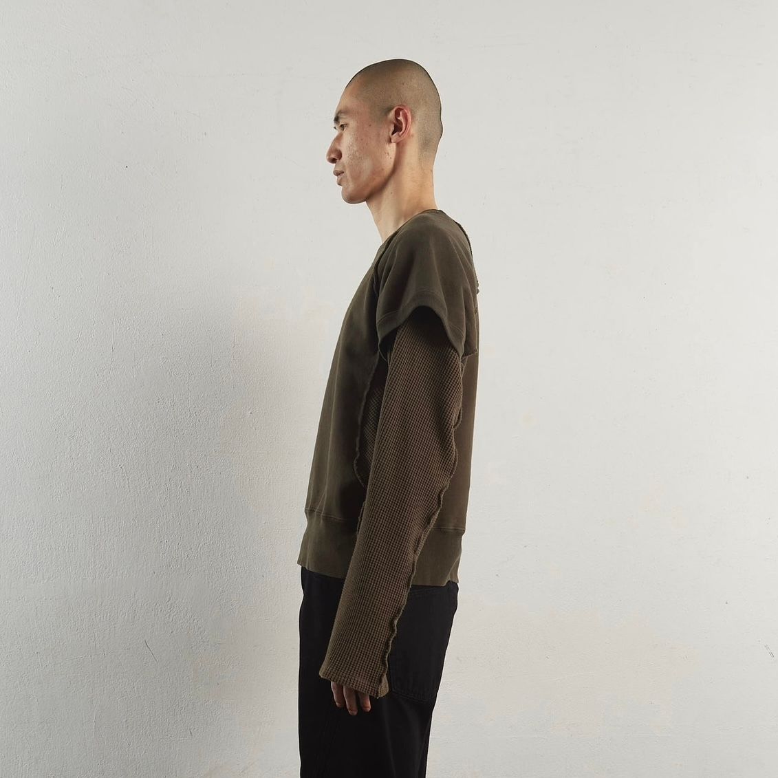 NVRFRGT - 【残り一点】Panelled Double Layer Crew Neck Sweatshirt ...